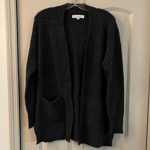 LOFT Women's Charcoal Open Front Cardigan